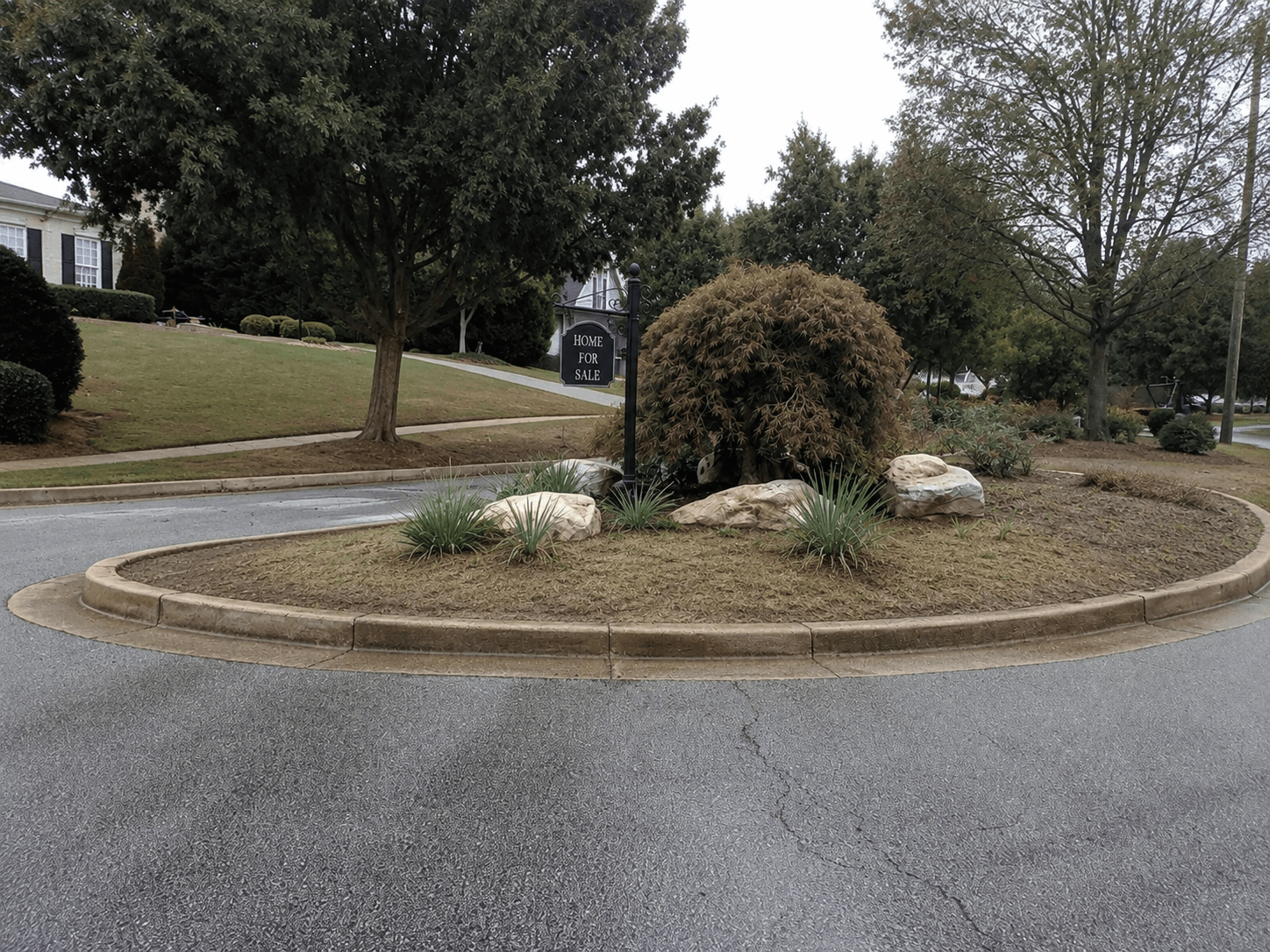 Community entrance before landscaping improvements